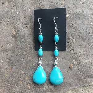 Sterling silver and turquoise, long earrings